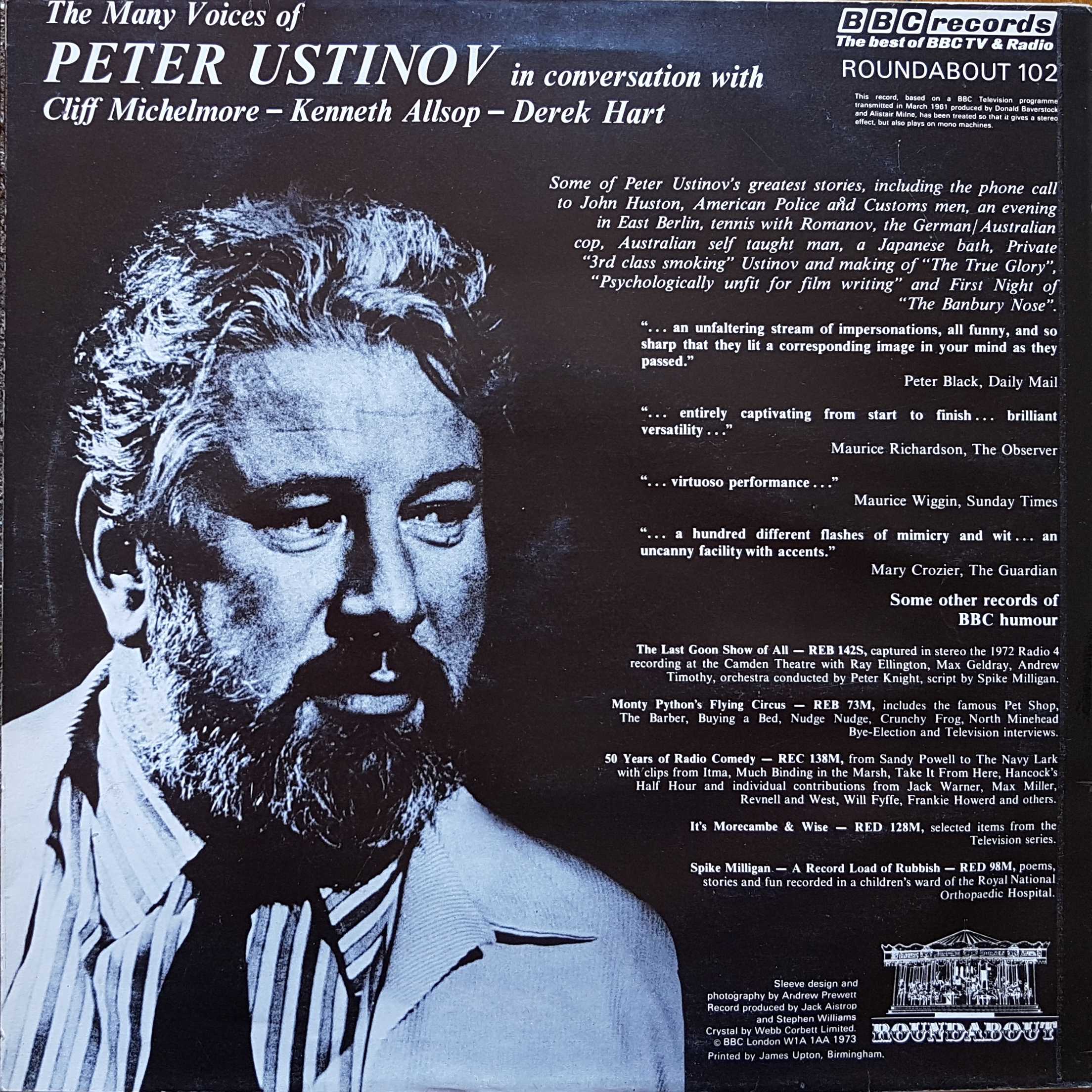Picture of RBT 102 Peter Ustinov in conversation by artist Peter Ustinov  from the BBC records and Tapes library